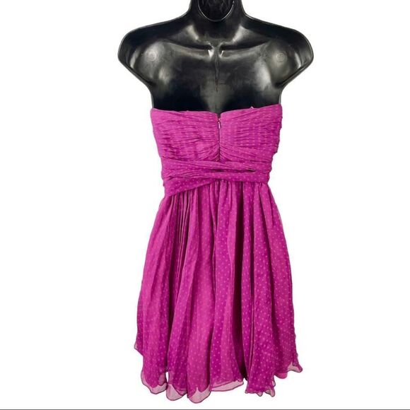 Jill Stuart Strapless Polkadot Purple and Pink Silk Party Dress Size 0 - Picture 3 of 10